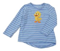 Světlemodro-bílé pruhované triko s kachnou Topomini