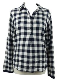 Dámská tmavomodro-bílá kostkovaná halenka Cecil 