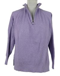 Dámský lila žebrovaný svetr se stojáčkem M&S