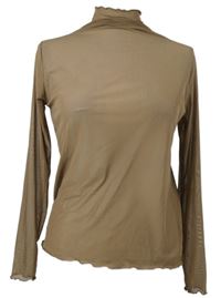 Dámské hnědé tylové triko se stojáčkem 