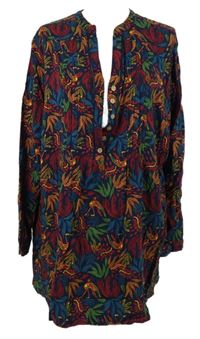 Dámská tmavomodrá květovaná halenková tunika Country Rose 