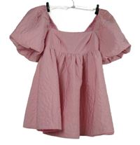 Dámská světlerůžová kytičkovaná šusťáková šatová tunika s balonovými rukávy New Look 