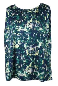 Dámský tmavomodro-žlutý vzorovaný sportovní top Bonprix vel. 54