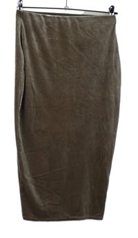 Dámská hnědá semišová pouzdrová sukně Boohoo 