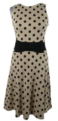 Dámské béžovo-černé puntíkované šaty s mašlí Bodyflirt 