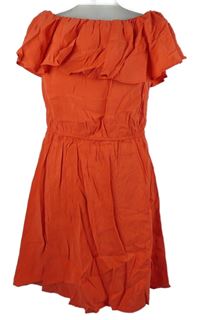 Dámské červené šaty s volánkem Mango 