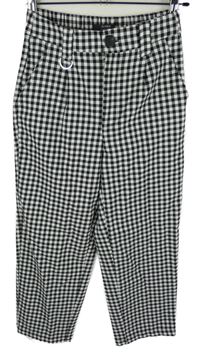 Dámské černo-bílé kostkované kalhoty Bershka 