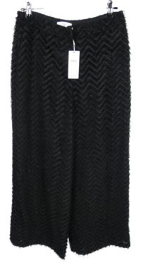 Nové - Dámské černé vzorované chlupaté culottes kalhot 