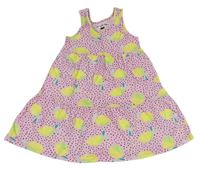 Růžové puntíkaté bavlněné šaty s citrony F&F