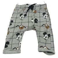 Šedé kostkované tepláky s Mickey Mousem C&A