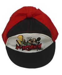 Bílo-černo-červená kšiltovka s Mickey Mousem