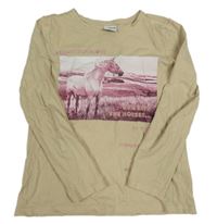 Béžové triko s koníkem Page one young