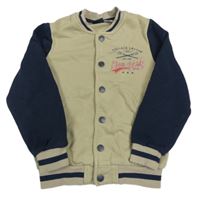 Béžovo-tmavomodrá baseballová mikina s nápisem Lupilu