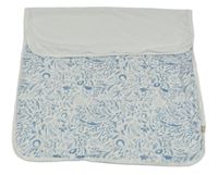 Bílo-modrá květinová bavlněná deka