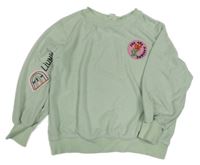 Světlemodrozelená froté mikina s nášivkou H&M