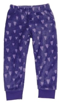 Fialové chlupaté domácí kalhoty se srdíčky Lily & Dan
