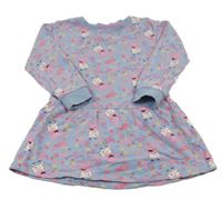 Modré květinové teplákové šaty s Peppa pig 