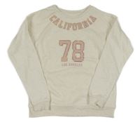 Smetanová mikina s růžovým nápisem Primark