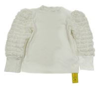 Nové - Bílé triko s nabíranými rukávy Shein