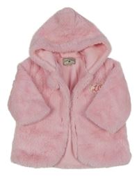 Růžová kožešinová zateplená bunda s kapucí Leecooper