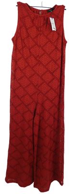 Nové - Dámský červený děrovaný kalhotový overal Next