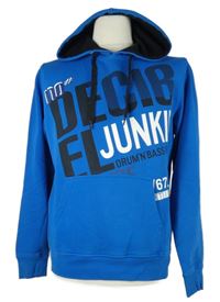 Pánská kobaltově modrá mikina s nápisem a kapucí Much More