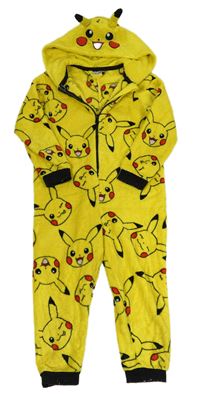 Žlutá chlupatá kombinéza a kapucí - Pikachu