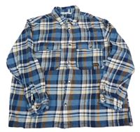 Modrohnědo-bílá kostkovaná košilová bunda H&M