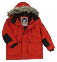 Černo-červená šusťáková zimní bunda s kapucí Next