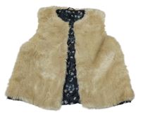 Béžová kožešinová podšitá vesta 