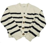 Smetanovo-černý pruhovaný propínací svetr H&M