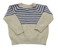 Béžovo-modrý pruhovaný svetr 