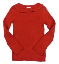 Červený žebrovaný svetr s volánkem F&F