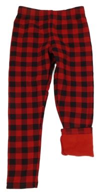 Červeno-černé kostkované zateplené legíny Carters