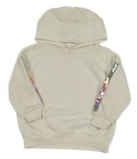 Smetanová mikina s flitry a kapucí F&F