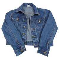 Modrá riflová crop bunda