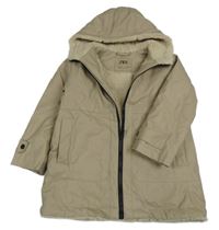 Béžový nepromokavý zateplený kabát s kapucí Zara
