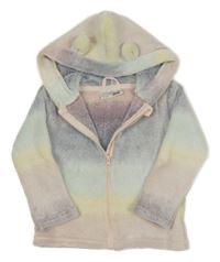 Barevná duhová chlupatá třpytivá propínací mikina s kapucí Ergee