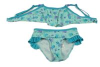 Světlemodrozelené 2-dílné plavky s mořskými koníky