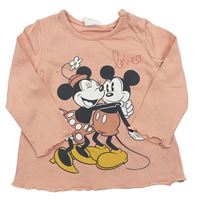 Růžové triko s Mickeym + Minnie zn. Disney 
