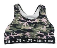 Khaki-černo-růžová army plavková lambáda Primark 