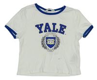 Bílo-modré crop tričko s logem Yale H&M