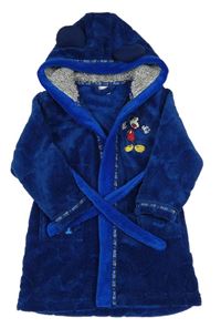 Tmavomodrý chlupatý župan s Mickeym a kapucí Disney