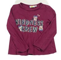 Tmavorůžové triko s nápisem a sovami Kids