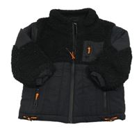 Černá šusťákovo/huňatá zateplená bunda zn. River Island 