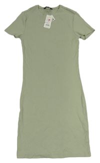 Nové - Khaki žebrované šaty New Look 