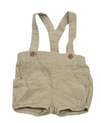 Béžové lněné kraťasy s odepínacími kšandami zn. Primark