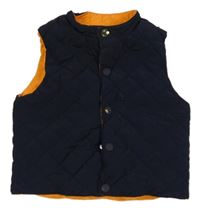 Tmavomodrá šusťáková prošívaná zateplená oboustranná vesta Jacadi