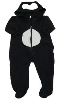 Černá tepláková kombinéza s kapucí - tučňák 