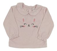 Světlerůžová sametová mikina se zajíčkem a límečkem LC Waikiki